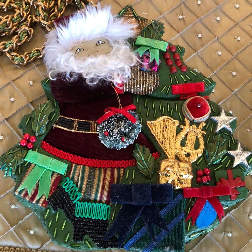 Vintage Mary Frances Christmas Tree Santa Purse